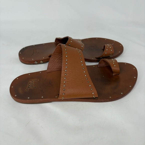 beek Tan Leather Sandals with Stud Accents - Picture 2 of 6